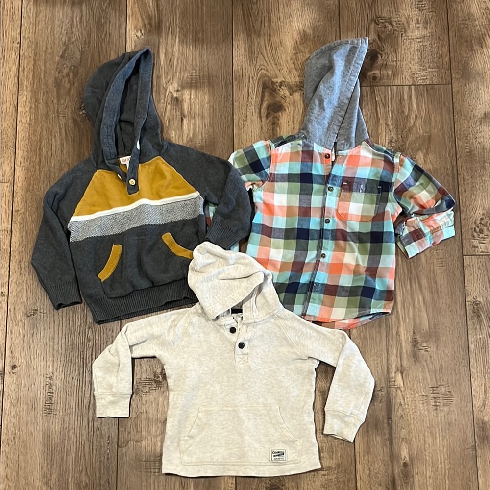 Kids' Multi-Color Hoodie and Plaid Shirt Set